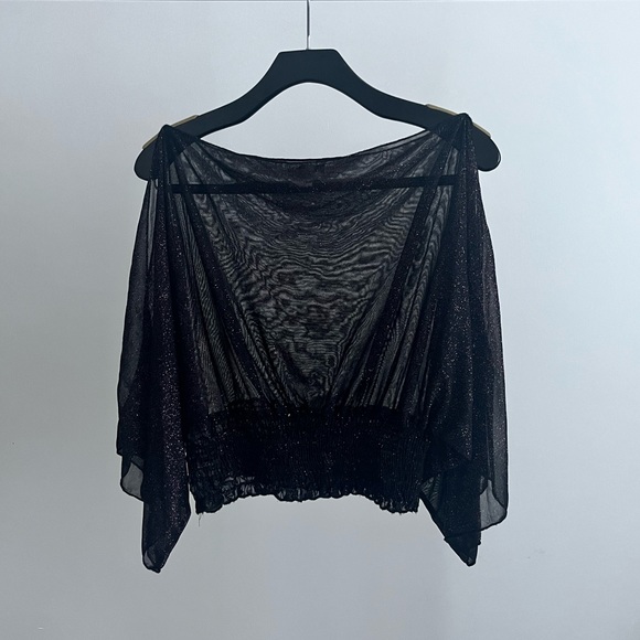 UP UNIT U.S.A. Black Dolman Shimmer Top - Picture 7 of 9